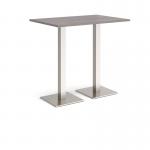 Brescia rectangular poseur table with flat square brushed steel bases 1200mm x 800mm - grey oak BPR1200-BS-GO