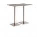 Brescia rectangular poseur table with flat square brushed steel bases 1200mm x 800mm - grey oak