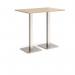 Brescia rectangular poseur table with flat square brushed steel bases 1200mm x 800mm - kendal oak BPR1200-BS-KO