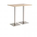 Brescia rectangular poseur table with flat square brushed steel bases 1200mm x 800mm - kendal oak BPR1200-BS-KO