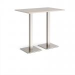 Brescia rectangular poseur table with flat square brushed steel bases 1200mm x 800mm - Light Grey BPR1200-BS-LG