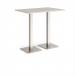 Brescia rectangular poseur table with flat square brushed steel bases 1200mm x 800mm - Light Grey BPR1200-BS-LG