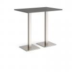 Brescia rectangular poseur table with flat square brushed steel bases 1200mm x 800mm - Onyx Grey BPR1200-BS-OG