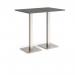 Brescia rectangular poseur table with flat square brushed steel bases 1200mm x 800mm - Onyx Grey BPR1200-BS-OG