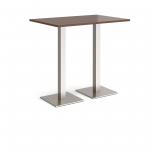 Brescia rectangular poseur table with flat square brushed steel bases 1200mm x 800mm - walnut