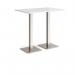 Brescia rectangular poseur table with flat square brushed steel bases 1200mm x 800mm - white BPR1200-BS-WH