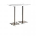 Brescia rectangular poseur table with flat square brushed steel bases 1200mm x 800mm - white BPR1200-BS-WH