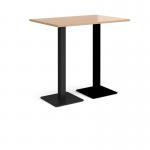 Brescia rectangular poseur table with flat square black bases 1200mm x 800mm - beech BPR1200-K-B
