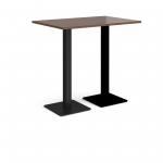 Brescia rectangular poseur table with flat square black bases 1200mm x 800mm - walnut