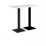 Brescia rectangular poseur table with flat square black bases 1200mm x 800mm - white