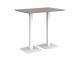 Brescia rectangular poseur table with flat square white bases 1200mm x 800mm - grey oak BPR1200-WH-GO