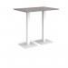 Brescia rectangular poseur table with flat square white bases 1200mm x 800mm - grey oak