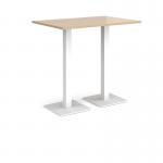 Brescia rectangular poseur table with flat square white bases 1200mm x 800mm - kendal oak BPR1200-WH-KO