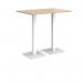 Brescia rectangular poseur table with flat square white bases 1200mm x 800mm - kendal oak