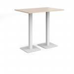 Brescia rectangular poseur table with flat square white bases 1200mm x 800mm - maple