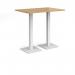 Brescia rectangular poseur table with flat square white bases 1200mm x 800mm - oak BPR1200-WH-O