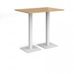 Brescia rectangular poseur table with flat square white bases 1200mm x 800mm - oak