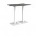 Brescia rectangular poseur table with flat square white bases 1200mm x 800mm - Onyx Grey BPR1200-WH-OG
