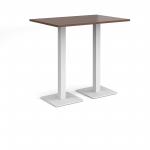 Brescia rectangular poseur table with flat square white bases 1200mm x 800mm - walnut