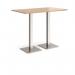 Brescia rectangular poseur table with flat square brushed steel bases 1400mm x 800mm - beech BPR1400-BS-B