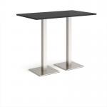 Brescia rectangular poseur table with flat square brushed steel bases 1400mm x 800mm - Black BPR1400-BS-BK