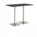 Brescia rectangular poseur table with flat square brushed steel bases 1400mm x 800mm - Black BPR1400-BS-BK