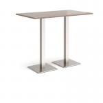 Brescia rectangular poseur table with flat square brushed steel bases 1400mm x 800mm - barcelona walnut BPR1400-BS-BW