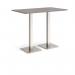 Brescia rectangular poseur table with flat square brushed steel bases 1400mm x 800mm - grey oak BPR1400-BS-GO