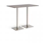 Brescia rectangular poseur table with flat square brushed steel bases 1400mm x 800mm - grey oak BPR1400-BS-GO