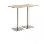 Brescia rectangular poseur table with flat square brushed steel bases 1400mm x 800mm - kendal oak BPR1400-BS-KO