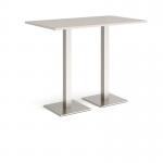 Brescia rectangular poseur table with flat square brushed steel bases 1400mm x 800mm - Light Grey BPR1400-BS-LG