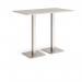 Brescia rectangular poseur table with flat square brushed steel bases 1400mm x 800mm - Light Grey BPR1400-BS-LG