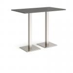 Brescia rectangular poseur table with flat square brushed steel bases 1400mm x 800mm - Onyx Grey BPR1400-BS-OG