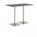 Brescia rectangular poseur table with flat square brushed steel bases 1400mm x 800mm - Onyx Grey BPR1400-BS-OG