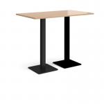 Brescia rectangular poseur table with flat square black bases 1400mm x 800mm - beech