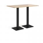 Brescia rectangular poseur table with flat square black bases 1400mm x 800mm - kendal oak BPR1400-K-KO