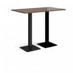 Brescia rectangular poseur table with flat square black bases 1400mm x 800mm - walnut