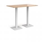 Brescia rectangular poseur table with flat square white bases 1400mm x 800mm - beech BPR1400-WH-B