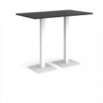 Brescia rectangular poseur table with flat square white bases 1400mm x 800mm - Black BPR1400-WH-BK