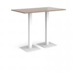 Brescia rectangular poseur table with flat square white bases 1400mm x 800mm - barcelona walnut BPR1400-WH-BW