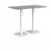 Brescia rectangular poseur table with flat square white bases 1400mm x 800mm - grey oak BPR1400-WH-GO