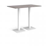 Brescia rectangular poseur table with flat square white bases 1400mm x 800mm - grey oak BPR1400-WH-GO