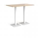 Brescia rectangular poseur table with flat square white bases 1400mm x 800mm - kendal oak BPR1400-WH-KO