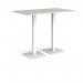 Brescia rectangular poseur table with flat square white bases 1400mm x 800mm - Light Grey BPR1400-WH-LG