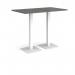 Brescia rectangular poseur table with flat square white bases 1400mm x 800mm - Onyx Grey BPR1400-WH-OG