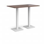 Brescia rectangular poseur table with flat square white bases 1400mm x 800mm - walnut