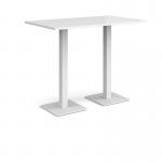 Brescia rectangular poseur table with flat square white bases 1400mm x 800mm - white BPR1400-WH-WH