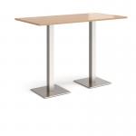 Brescia rectangular poseur table with flat square brushed steel bases 1600mm x 800mm - made to order BPR1600-BS