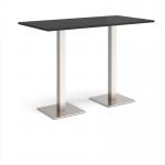 Brescia rectangular poseur table with flat square brushed steel bases 1600mm x 800mm - Black BPR1600-BS-BK