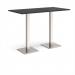 Brescia rectangular poseur table with flat square brushed steel bases 1600mm x 800mm - Black BPR1600-BS-BK